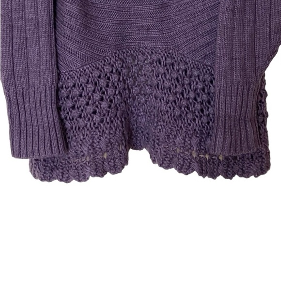 Roz & Ali Purple Crochet Wool Cocoon Cardigan Sweater Plus Size 22/24 - Picture 6 of 8